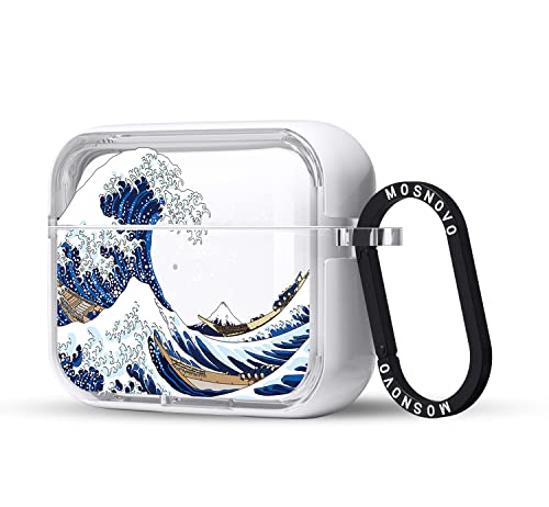 MOSNOVO Airpods Pro 2 Case, Apple Airpods Pro 2 Case, Tokyo Wave Clear Case Design with Luxe Metal Ring Shockproof Protective Cover Case for Airpods Pro Generation