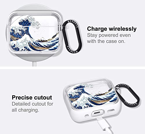 MOSNOVO Airpods Pro 2 Case, Apple Airpods Pro 2 Case, Tokyo Wave Clear Case Design with Luxe Metal Ring Shockproof Protective Cover Case for Airpods Pro Generation