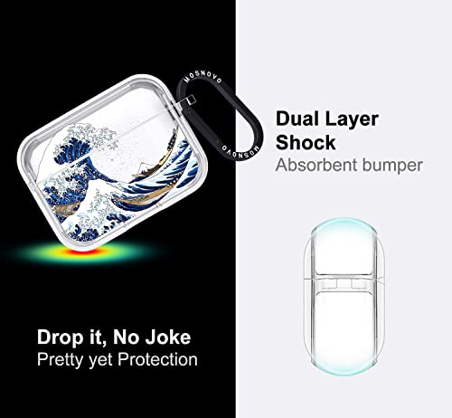 MOSNOVO Airpods Pro 2 Case, Apple Airpods Pro 2 Case, Tokyo Wave Clear Case Design with Luxe Metal Ring Shockproof Protective Cover Case for Airpods Pro Generation