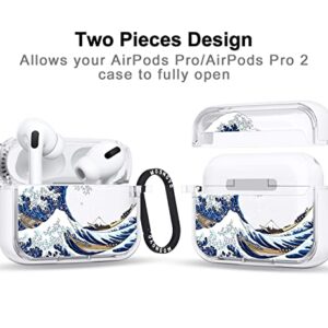 MOSNOVO Airpods Pro 2 Case, Apple Airpods Pro 2 Case, Tokyo Wave Clear Case Design with Luxe Metal Ring Shockproof Protective Cover Case for Airpods Pro Generation