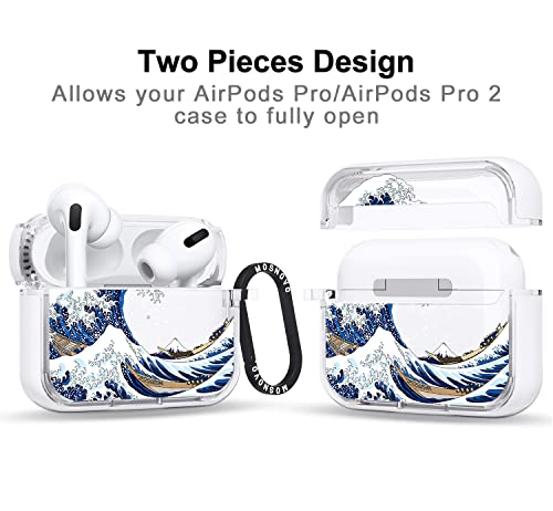 MOSNOVO Airpods Pro 2 Case, Apple Airpods Pro 2 Case, Tokyo Wave Clear Case Design with Luxe Metal Ring Shockproof Protective Cover Case for Airpods Pro Generation