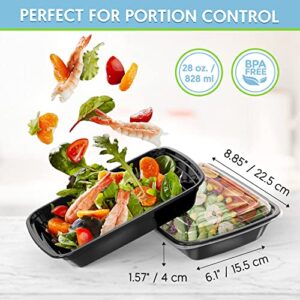 Meal Prep Container 1 Compartment - 20 Pack Extra-Thick Food Storage Containers w/ Lids Plastic Bento Box Reusable BPA Free Lunch Boxes Disposable Stackable Microwave Dishwasher Freezer Safe(28 oz)