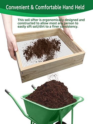 Soil Sifter, Dirt Sifter for Gardening, Compost Sifter, Garden Sieve, Light Wood Sifter for Rocks, Screen Sifter Top Soil/Peat Moss/Worm/Leaves/Loam Soil/Sand,Great Garden Tool for Plants & Vegetables