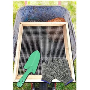soil sifter, dirt sifter for gardening, compost sifter, garden sieve, light wood sifter for rocks, screen sifter top soil/peat moss/worm/leaves/loam soil/sand,great garden tool for plants & vegetables