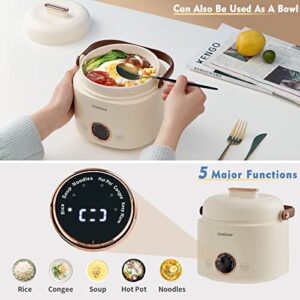 Stariver Small Rice Cooker, 2 Cups Uncooked Mini Portable Rice Cooker with Handle, Non-Stick Ramen Cooker, PFOA-Free, Rice Maker with Keep Warm & Delay Start Function, Electric Pot