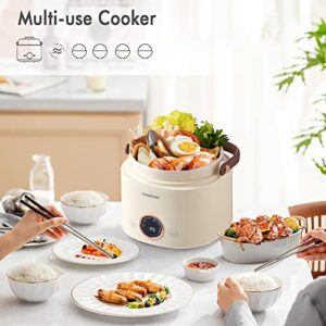 Stariver Small Rice Cooker, 2 Cups Uncooked Mini Portable Rice Cooker with Handle, Non-Stick Ramen Cooker, PFOA-Free, Rice Maker with Keep Warm & Delay Start Function, Electric Pot