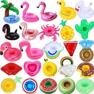 ishyan inflatable drink holder, 25 pack drink floats inflatable cup holders flamingo coasters for swimming pool party