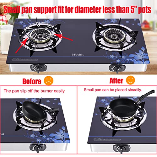 Hothit Gas Cooktop 2 Burner Outdoor Propane Stove, 28600 BTU, Portable Auto Ignition LPG Tempered Glass for camping, Courtyard Barbecue, RV Travel