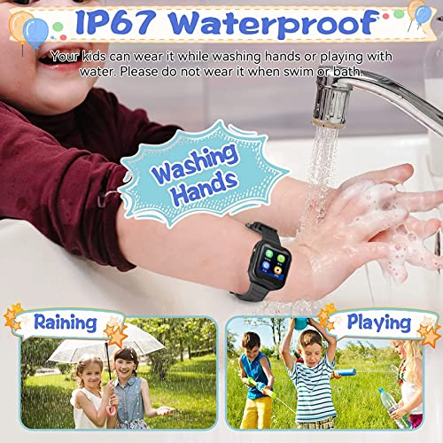 Elderly 4G GPS Smart Watch Real-Time Tracking Two-Way Phone Call GPS Tracker Waterproof Touchscreen Watch with Camera SOS Emergency Alarm Pedometer Tracker Watch Christmas Birthday Gift(Black)