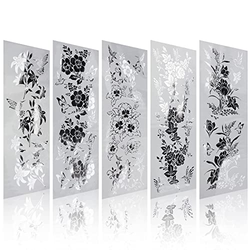 Rub on Transfers for Crafts, 5 Sheets Furniture Transfers and Craft Decals, Flowers Home Decoration Transfers for Crafts, Wood, Glass, Plastic, Metal, Ceramic, 4.5'' x11.8''