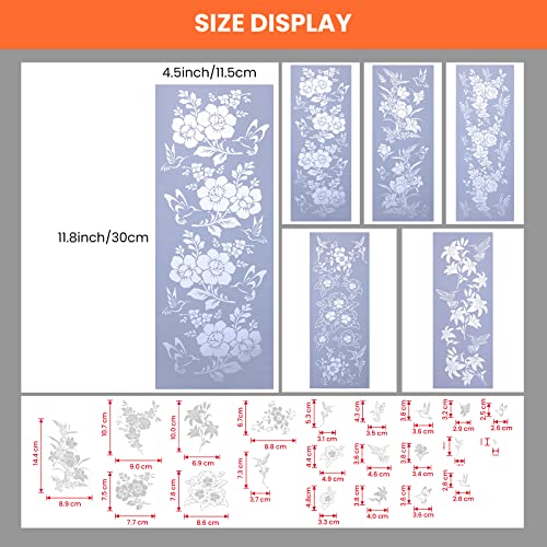 Rub on Transfers for Crafts, 5 Sheets Furniture Transfers and Craft Decals, Flowers Home Decoration Transfers for Crafts, Wood, Glass, Plastic, Metal, Ceramic, 4.5'' x11.8''