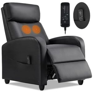recliner chair for living room, massage pu leather recliner sofa home theater seating with lumbar support winback single sofa armchair reclining chair easy lounge