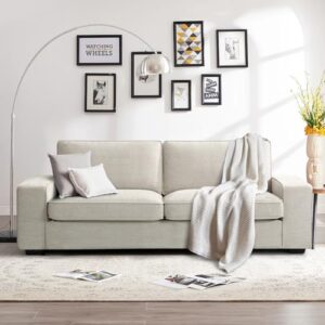 maevis 88.58'' modern loveseat sofas for living room, couch with wide arm,fabric sofa couches with solid wood frame for small space,removable sofa cushion,easy to install,beige