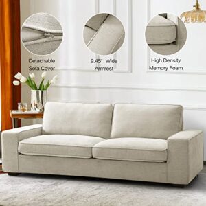 MAEVIS 88.58'' Modern Loveseat Sofas for Living Room, Couch with Wide Arm,Fabric Sofa Couches with Solid Wood Frame for Small Space,Removable Sofa Cushion,Easy to Install,Beige