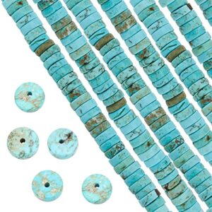 sunnyclue 1 box 122pcs gemstone heishi beads natural howlite bead flat round beads 8mm beaded disc stone loose spacer beads for jewelry making beading kit turquoise color bracelet necklace supplies