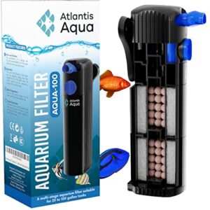 atlantis aqua™ internal filter for aquarium | fish tank filter | fish tank filter 20 gallon - 100 gal, crystal clear water & healthy fish guaranteed | submersible aquarium filter, filter for fish tank