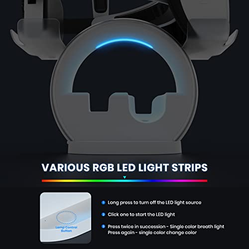 VR Charging Station for Oculus Quest 2/Meta Quest 2, CODOGOY Charging Dock Supports LED Indicator & Charging Headset, with 2 Rechargeable Batteries&USB Charging Cable, Support Elite Strap with Battery