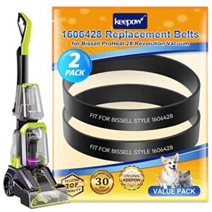 keepow replacement belts compatible with bissell turboclean/powerforce powerbrush pet carpet cleaner 2987, 1986, 2910, 2190w, 2806, 28062, 28068, 29878, 29879, 2 pack, parts# 1606428