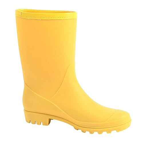 Fubotao Women's Mid Calf Rain Boots Waterproof Fashion Garden Shoes Anti-slipping Rainboots For Women Comfortable Insole Light Rain Shoes