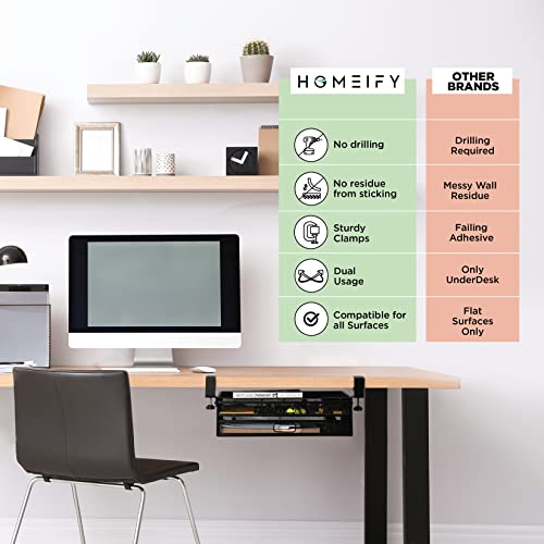 Under Desk Drawer Organizer Clamp-On, Mesh Metal Desk Drawer Attachment, 2 Drawer Slide Out, On Desk Or Under Desk Organizer For Office Supplies & Home Essentials