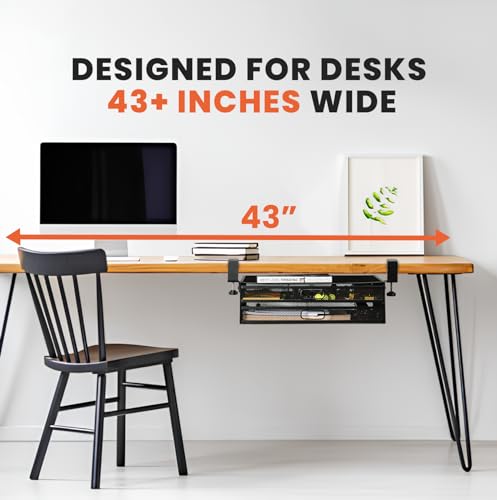 Under Desk Drawer Organizer Clamp-On, Mesh Metal Desk Drawer Attachment, 2 Drawer Slide Out, On Desk Or Under Desk Organizer For Office Supplies & Home Essentials