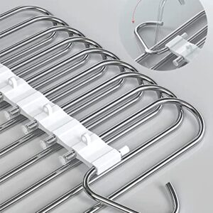 Upgrade 9 Layers Pant Hangers Space Saving, Non Slip Stainless Steel Multifunctional Pants Rack S-Type Clothes Pant Closet Hanger Organizer for Pants Jeans Trousers Scarf Skirts (1 Pack, Antiquewhite)