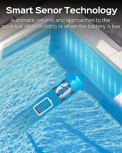 WYBOT 2023 Premium Cordless Robotic Pool Cleaner, Automatic Pool Vacuum with Powerful Suction, LED Indicator, Last 90 Mins, Self-Parking, Ideal for Above/In-Ground Flat Pools up to 40 Feet-Osprey 300