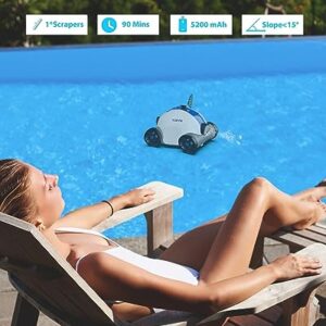 WYBOT 2023 Premium Cordless Robotic Pool Cleaner, Automatic Pool Vacuum with Powerful Suction, LED Indicator, Last 90 Mins, Self-Parking, Ideal for Above/In-Ground Flat Pools up to 40 Feet-Osprey 300