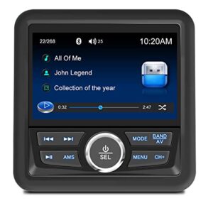 Audio Systems Marine Gauge Receiver - Weatherproof, 4-inch Display Screen, Built-in Amplifier, Bluetooth, Digital Media MP3 Player, No CD Player, USB Port, AM/FM Radio