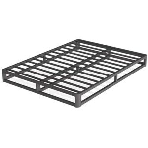 firpeesy 6 inch queen bed frame with round corner edges, low profile queen metal platform bed frame with steel slat support, no box spring needed/easy assembly/noise free mattress foundation