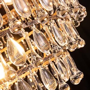 Wellmet Crystal Chandelier,Farmhouse Bronze Bathroom Chandeliers, Foyer Lighting Hanging Pendant Light Fixture for Bedroom Entryway Living Kids Room Corridor Closet