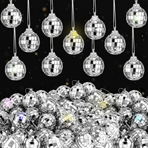 100 pcs disco balls ornaments mini disco balls bulk reflective mirror ball 70s disco hanging decorations for christmas tree party supplies wedding birthday stage props (1.2 inch)