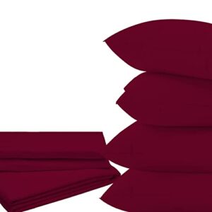 texas linen 100% extra long staple cotton 6 piece bundle - 4 piece sheet set and 2 extra pillowcases (king size, burgundy color)