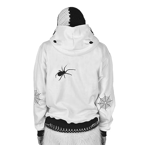 2023 Punk Jackets Streetwear Goth Oversized Zip Up Hoodie Men Women Rhinestone Y2K Spider Skeleton Hoodies Small