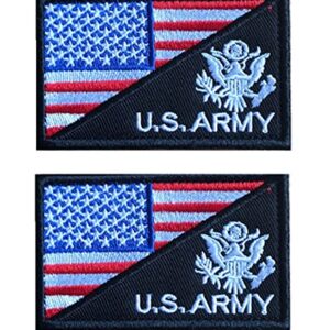 American Flag and Army Veteran US Armed Forces Patch Hook and Loop Tactical Morale Applique Fastener Military Embroidered Patch 2Pcs