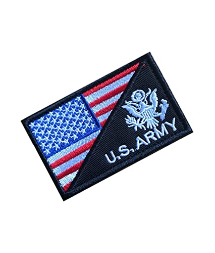 American Flag and Army Veteran US Armed Forces Patch Hook and Loop Tactical Morale Applique Fastener Military Embroidered Patch 2Pcs