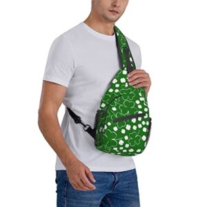 St. Patrick's Day Lucky Shamrock Sling Bag, Multipurpose Green Plaid Crossbody Shoulder Bag Travel Hiking Daypack