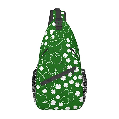 St. Patrick's Day Lucky Shamrock Sling Bag, Multipurpose Green Plaid Crossbody Shoulder Bag Travel Hiking Daypack