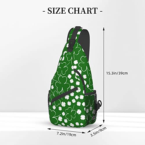 St. Patrick's Day Lucky Shamrock Sling Bag, Multipurpose Green Plaid Crossbody Shoulder Bag Travel Hiking Daypack