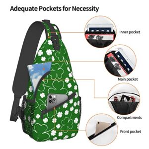 St. Patrick's Day Lucky Shamrock Sling Bag, Multipurpose Green Plaid Crossbody Shoulder Bag Travel Hiking Daypack