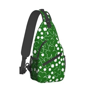 St. Patrick's Day Lucky Shamrock Sling Bag, Multipurpose Green Plaid Crossbody Shoulder Bag Travel Hiking Daypack