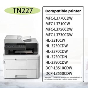 LVELIMIT TN-227 Toner Cartridge 4 Pack Set Compatible TN-227BK Black, TN-227C Cyan, TN-227M Magenta, TN-227Y Yellow Toner Replacement for Brother TN-227 MFC-L3750CDW MFC-L3730CDW Printer Toner