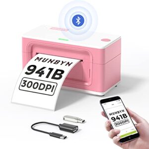 munbyn bluetooth thermal label printer 941b, wireless 300dpi 4x6 shipping label printers for small business, support ios, mac, iphone, android, pc, compatible with ebay, amazon, shopify, etsy, usps