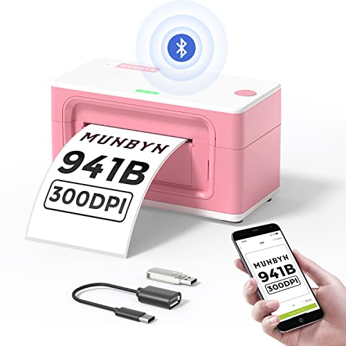 MUNBYN Bluetooth Thermal Label Printer 941B, Wireless 300DPI 4x6 Shipping Label Printers for Small Business, Support iOS, MAC, iPhone, Android, PC, Compatible with Ebay, Amazon, Shopify, Etsy, USPS