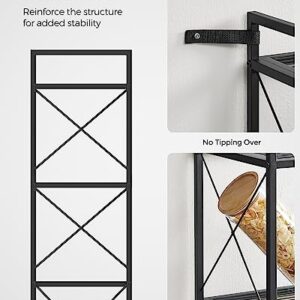 SONGMICS 5-Tier Metal Storage Rack, Shelving Unit with X Side Frames, Dense Mesh, 12.6 x 31.5 x 57.3 Inches, for Entryway, Kitchen, Living Room, Bathroom, Industrial Style, Black UBSC185B01