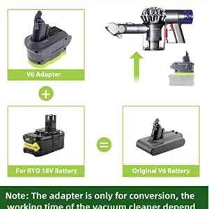 MAKBOS for Ryobi for Dyson V6 Battery Adapter,for Dyson V6 Series Vacuum Cleaner, Convert for Ryobi 18V Battery to Replace for Dyson V6 SV03 SV04 SV09 DC62 DC59 Animal Battery(only Adapter)