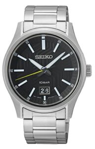 seiko quartz black dial men's watch sur535