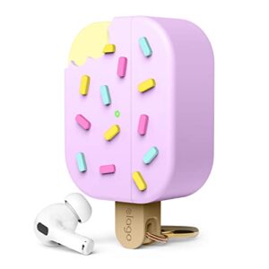elago ice cream case compatible with airpods pro 2nd generation case cover - compatible with airpods pro 2 case, karabiner included, supports wireless charging, full protection (blueberry)
