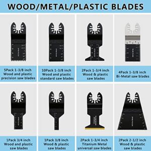 OTUCO 94 Pack Oscillating Saw Blades, Wood Metal Cutting Multitool Bi-Metal Blades Quick Release Tool Blades Kits Fit for Dewalt, Makita, Ryobi, Rockwell