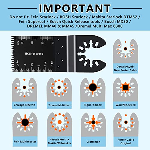 OTUCO 94 Pack Oscillating Saw Blades, Wood Metal Cutting Multitool Bi-Metal Blades Quick Release Tool Blades Kits Fit for Dewalt, Makita, Ryobi, Rockwell